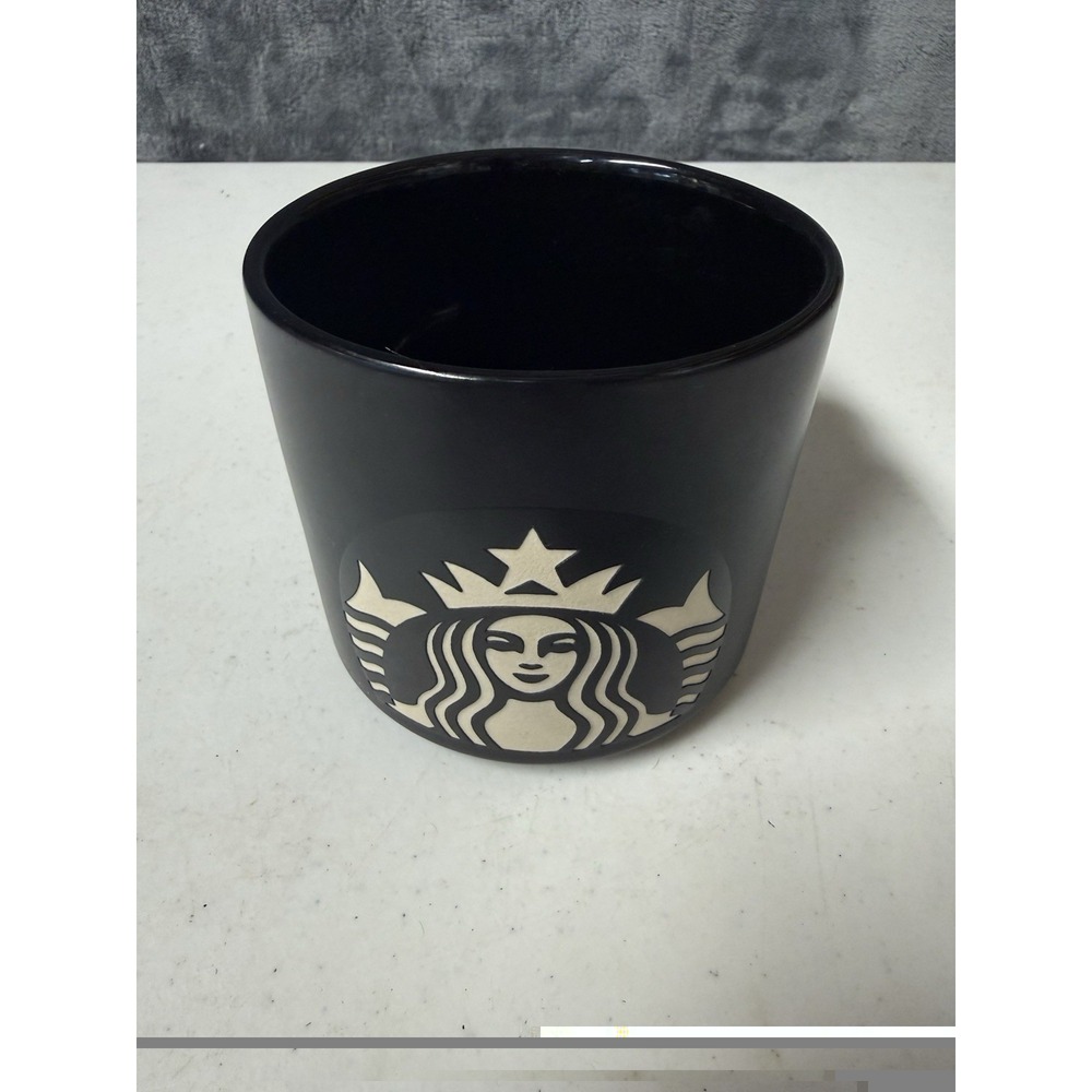 Starbucks Matte Black and White Siren Logo Ceramic Mug 2014 NWOT